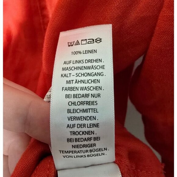 Jones & Co Linen Blouse Women XL Red Button Pockets Long Sleeve Breathable Woven - Picture 14 of 15